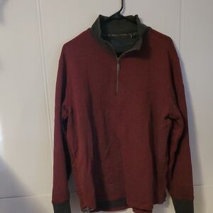 Robert Graham Men's Quarter Zip Pullover Sweater Red & Gray Size XL